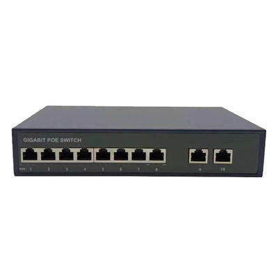 Gigabit Unmanaged POE Devices AC100V 8 Ports RJ45 2 Uplink Ports IEEE802.3af/At
